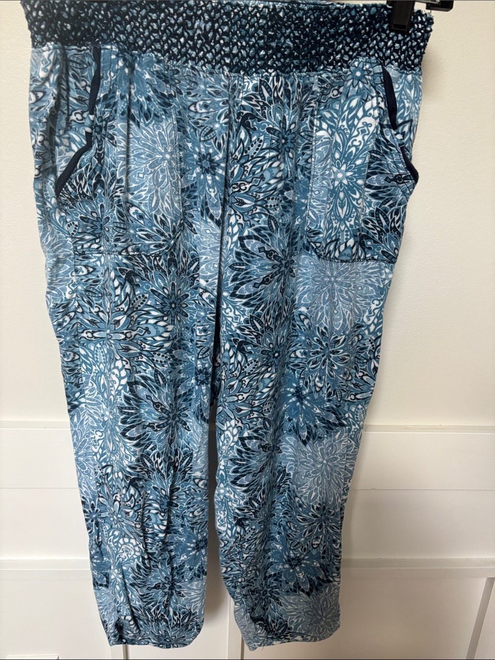 Rewatch Brand Womens Leaf Print Beachwear Cropped Ruched Joggers